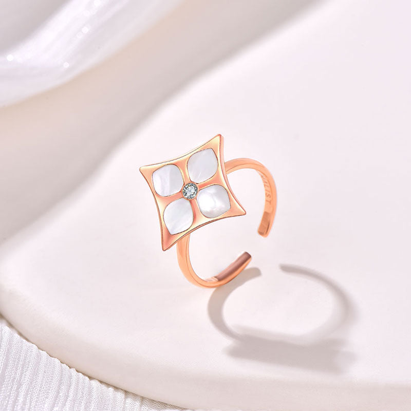 Color Blossom Mini Star Ring, Pink Gold, Pink Mother-Of-Pearl And