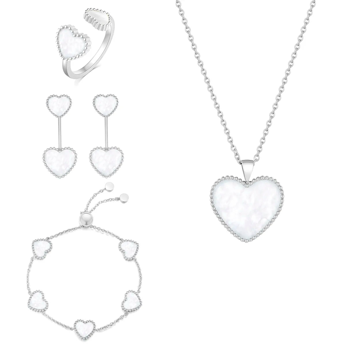 Hearts / Set Pearl Silver