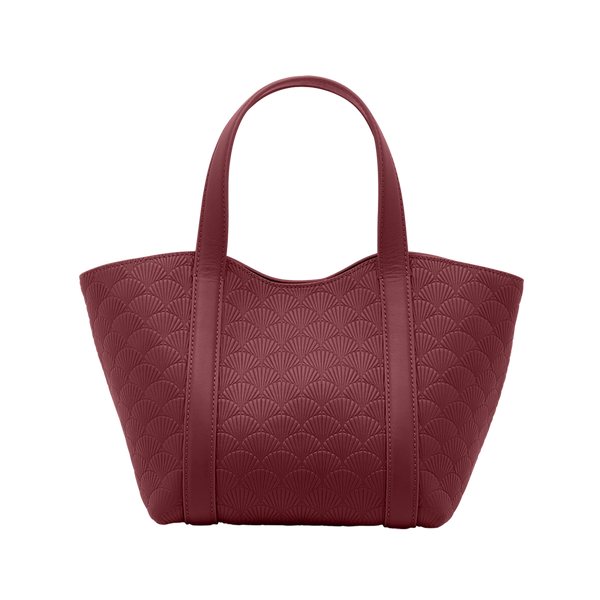 Maroon handbag with a textured pattern | Lulwa