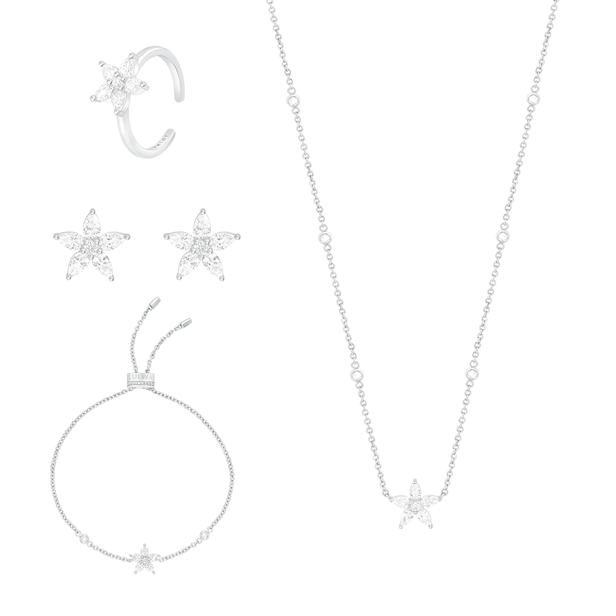Diamond Starfish / Single Set Silver
