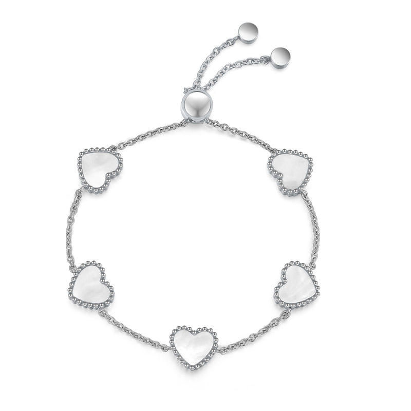 Hearts /  Bracelet Pearl Silver