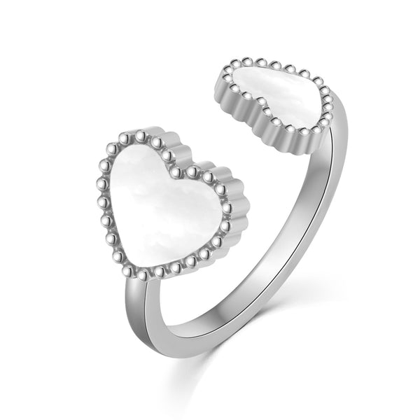 Hearts /  Ring Pearl Silver