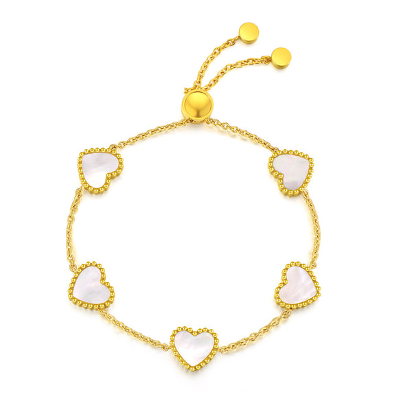 Hearts /  Bracelet Pearl Gold