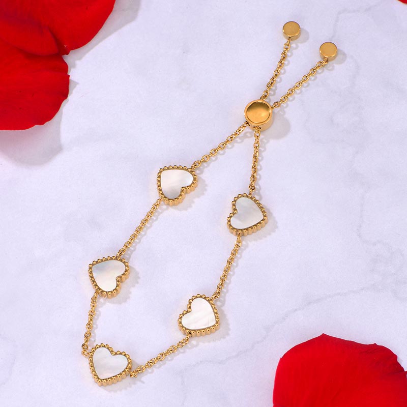 Hearts /  Bracelet Pearl Gold