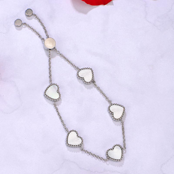 Hearts /  Bracelet Pearl Silver