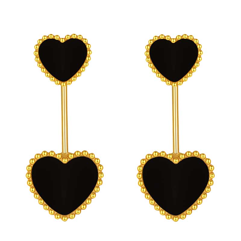 Hearts / Earrings Black Gold