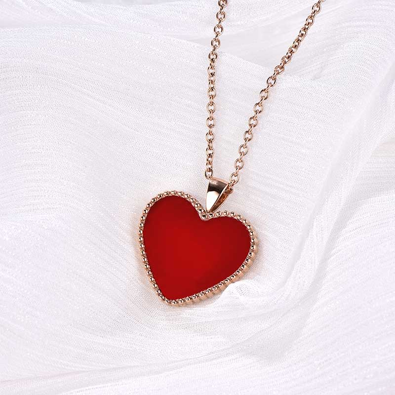 Hearts / Necklace Red Rose Gold