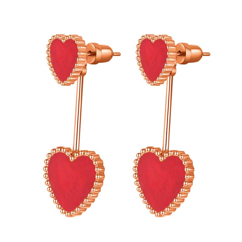 Hearts / Earrings Red Rose Gold