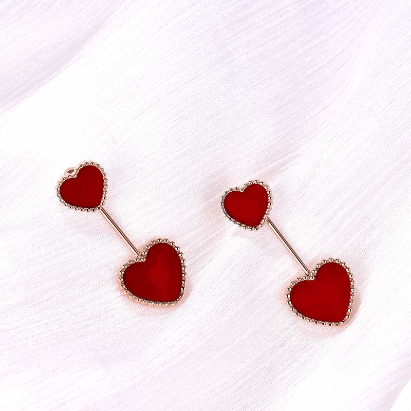 Hearts / Earrings Red Rose Gold