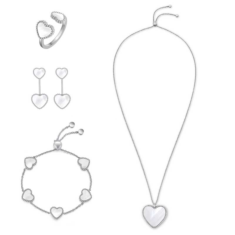 Hearts / Set Pearl Silver
