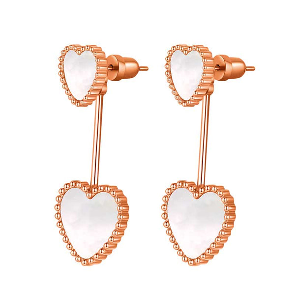 Hearts / Earrings Pearl Rose Gold