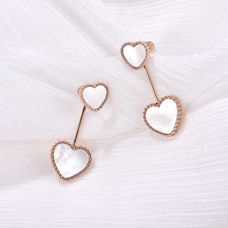 Hearts / Earrings Pearl Rose Gold