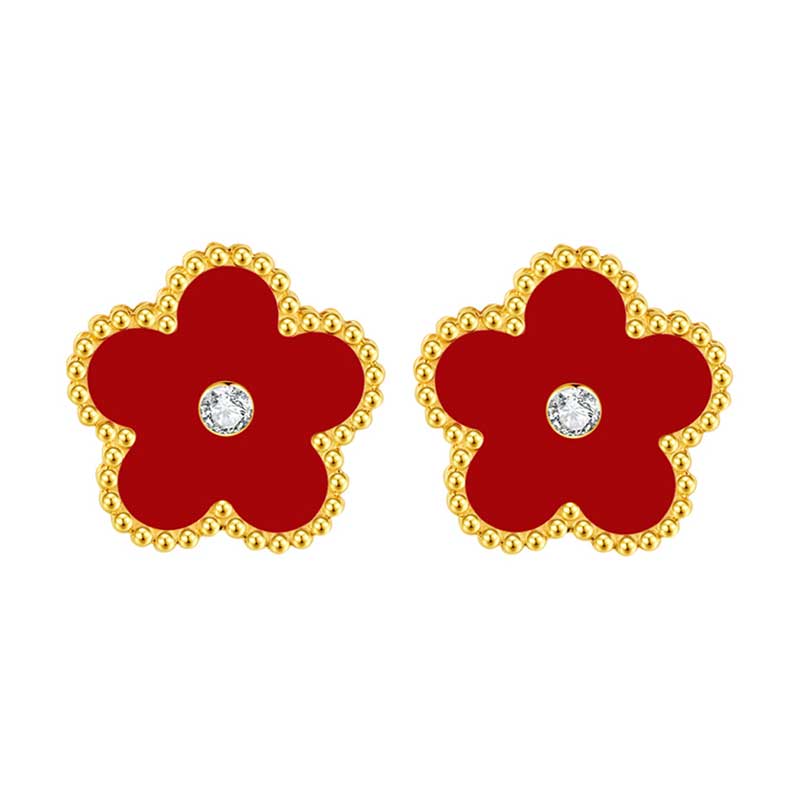 Blossom / Earrings Red Gold