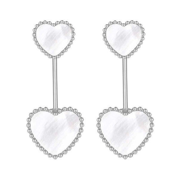 Hearts / Earrings Pearl Silver