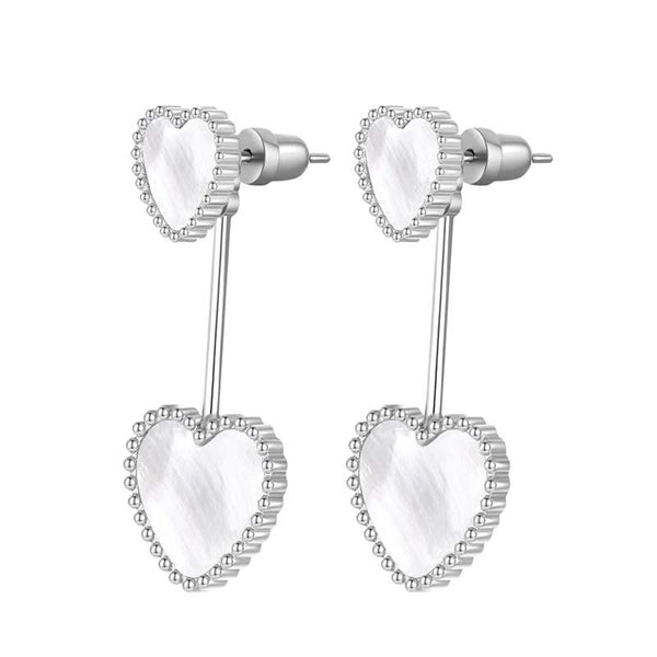 Hearts / Earrings Pearl Silver