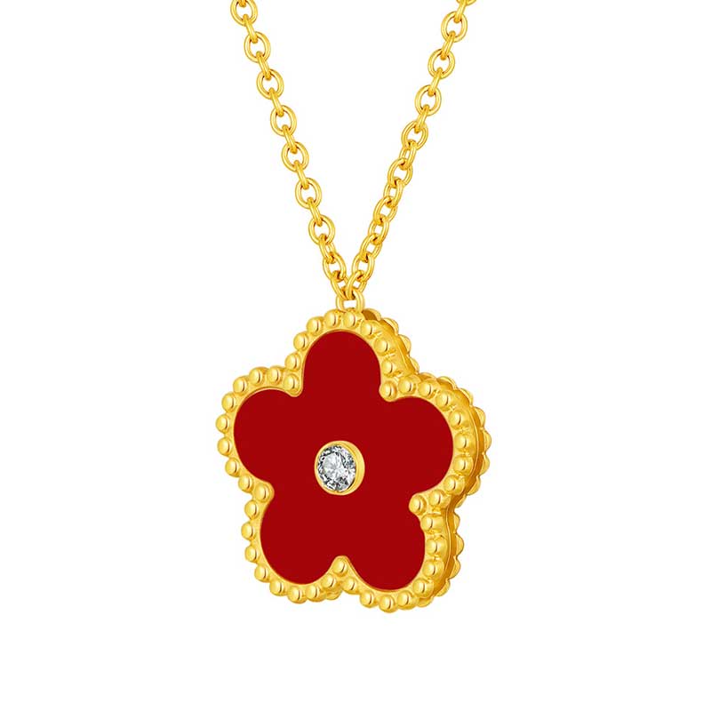 Blossom / Necklace Red Gold